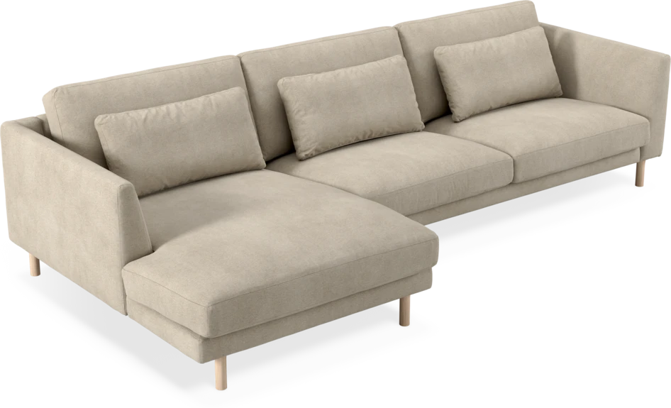 Willow - 3-sits soffa med schäslong vänster, fast klädsel - Beige