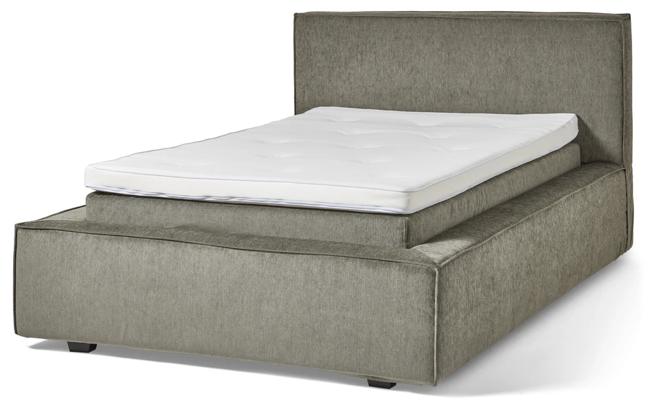 Delux sign - Sängram inkl. gavel med resårkassett Delux Dream och bäddmadrass Sleep, enkelsäng, bäddmått 120 cm - Beige