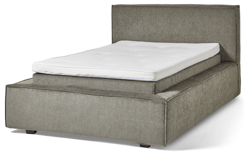 Delux Sign - Sängram inkl. gavel med resårkassett Delux Exclusive och bäddmadrass Sleep, enkelsäng, bäddmått 120 cm - Brun