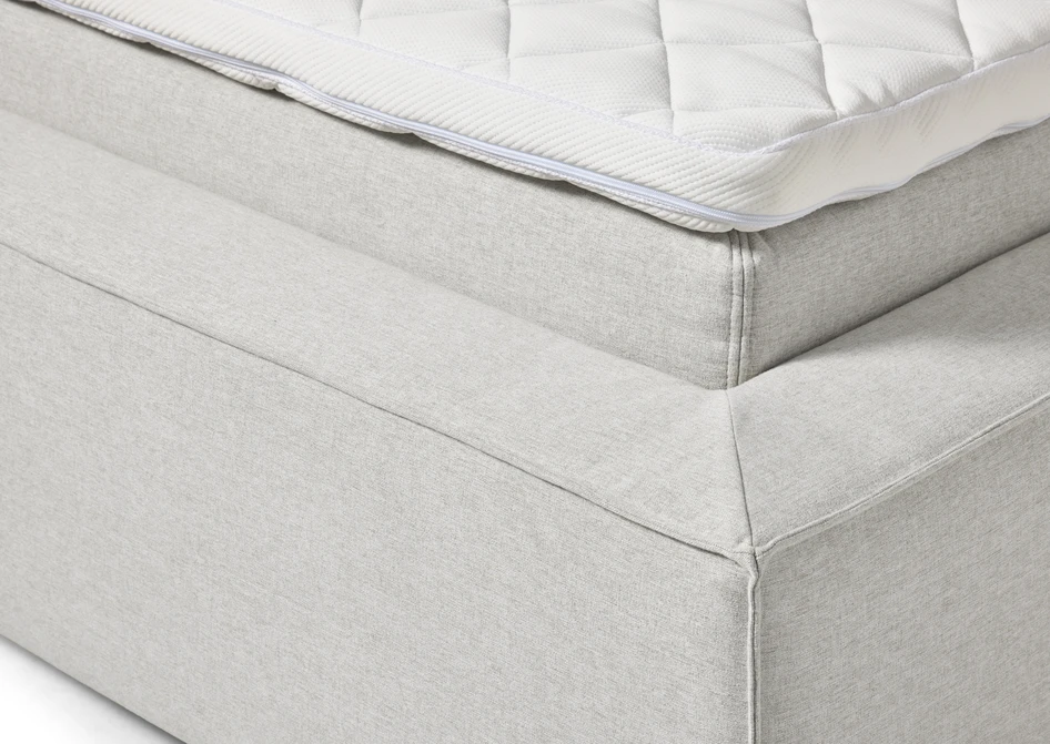 Delux Sign - Sängram inkl. gavel med resårkassett Delux Dream och bäddmadrass Sense, enkelsäng, bäddmått 120 cm - Beige