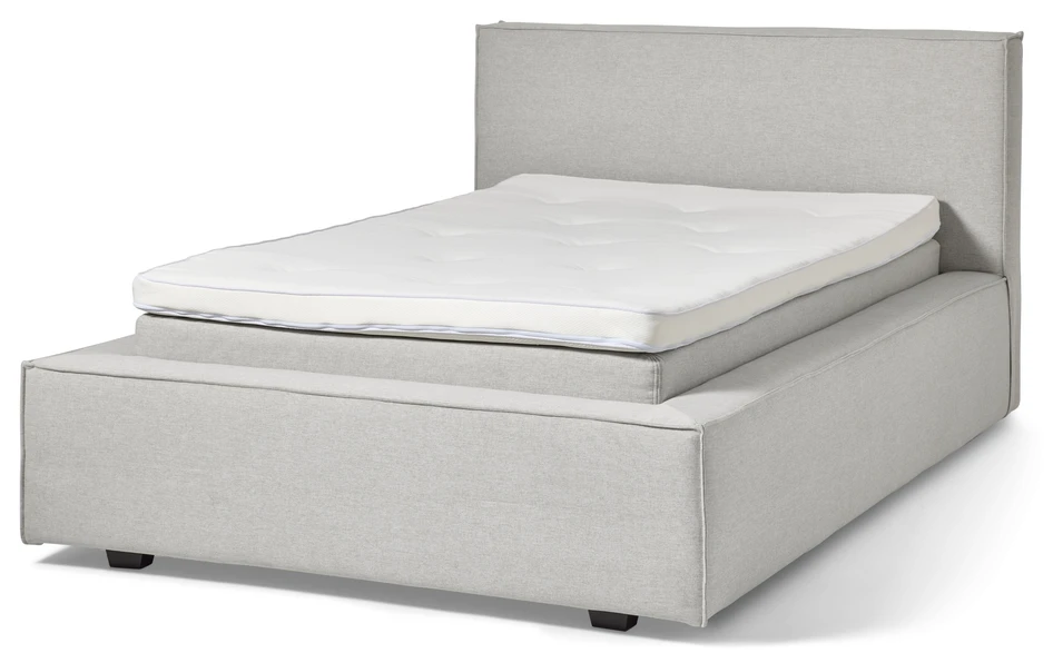 Delux Sign - Sängram inkl. gavel med resårkassett Delux Dream och bäddmadrass Sense, enkelsäng, bäddmått 120 cm - Beige