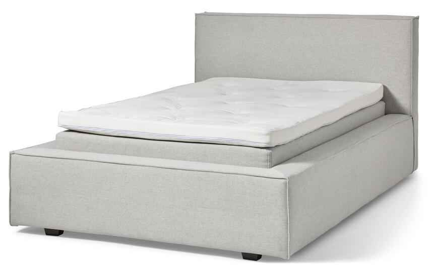 Delux Sign - Sängram inkl. gavel med resårkassett Delux Exclusive och bäddmadrass Cool Comfort, enkelsäng, bäddmått 120 cm - Beige