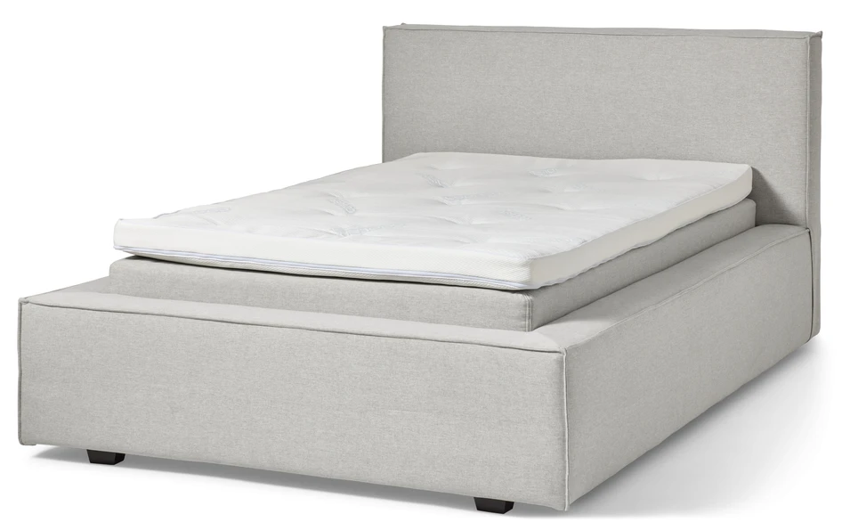 Delux Sign - Sängram inkl. gavel med resårkassett Delux Sense och bäddmadrass Cool Comf, enkelsäng, bäddmått 120 cm - Beige