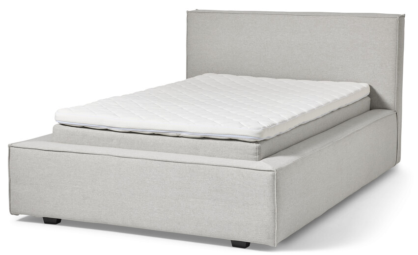 Delux sign - Sängram inkl. gavel med resårkassett Delux Sense och bäddmadrass Cool, enkelsäng, bäddmått 120 cm - Beige
