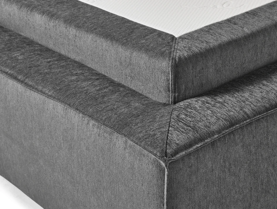 Delux Sign - Sängram inkl. gavel med resårkassett Delux Dream och bäddmadrass Cool, enkelsäng, bäddmått 120 cm - Grå