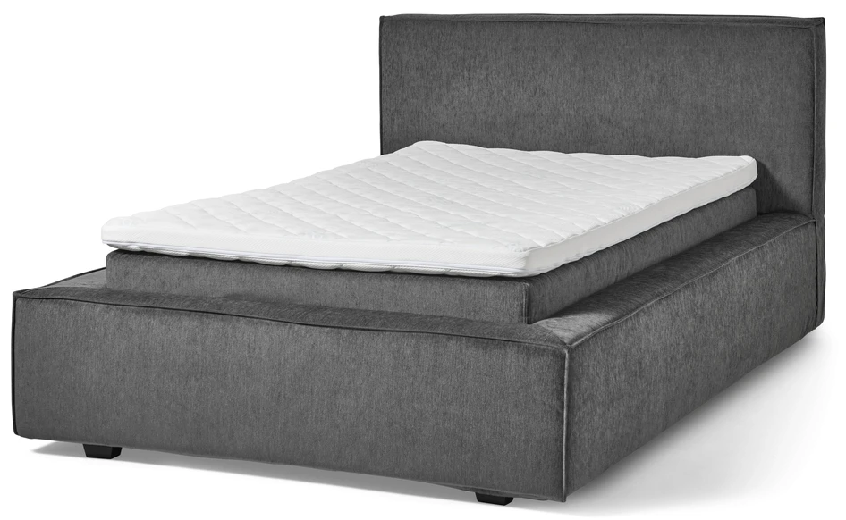 Delux Sign - Sängram inkl. gavel med resårkassett Delux Dream och bäddmadrass Cool, enkelsäng, bäddmått 120 cm - Grå