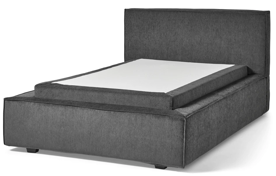 Delux Sign - Sängram inkl. gavel med resårkassett Delux Dream och bäddmadrass Cool, enkelsäng, bäddmått 120 cm - Grå