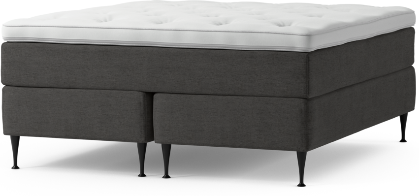 Delux Dream - Kontinentalsäng, dubbelsäng med bäddmadrass och sängben - Grå