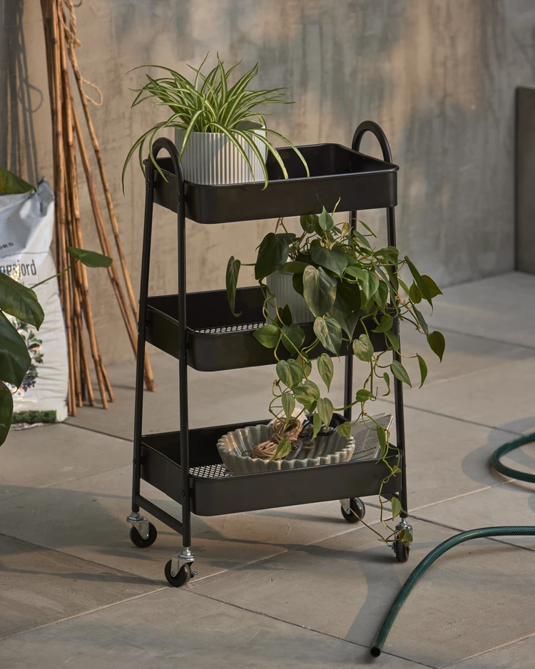 Rollo - Rullvagn med 3 hyllplan, utomhuslack - inspiration