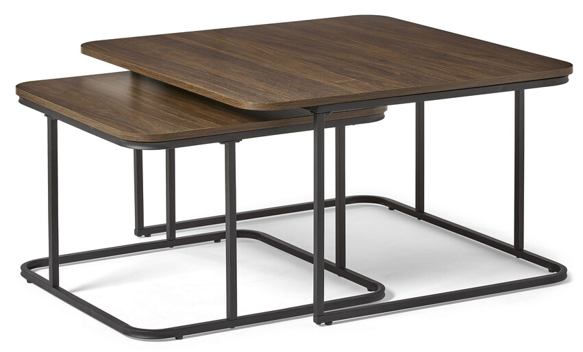 Miza - Satsbord 2 delar, 80x80x45/60x60x40 cm - Brun