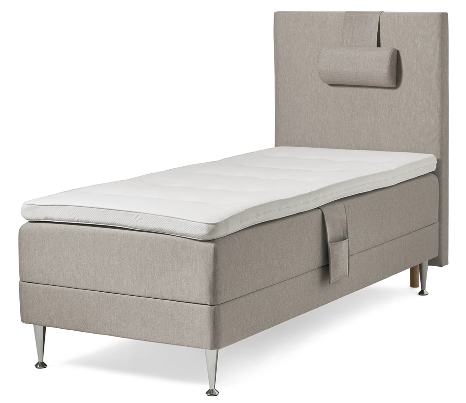 Väderö - Ställbar säng, enkelsäng med bäddmadrass och sänggavel slät - Beige