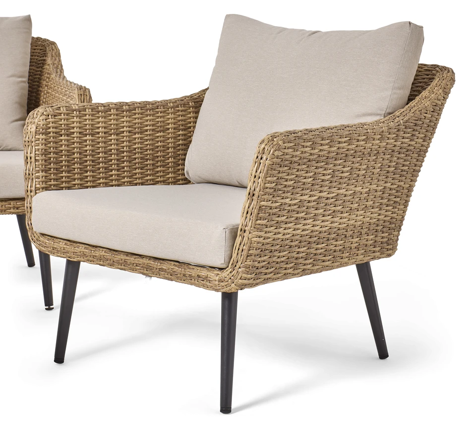 Meridan - Utegrupp med soffa, 2 fåtöljer och bord - Beige