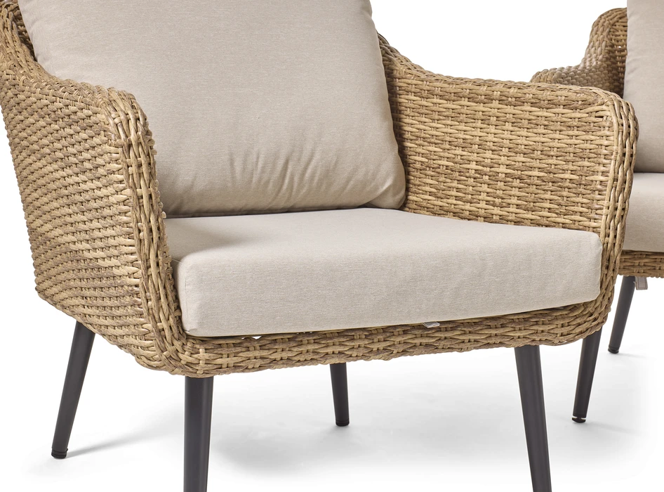 Meridan - Utegrupp med soffa, 2 fåtöljer och bord - Beige