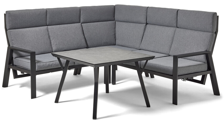 Cosmopol - Utegrupp, soffa med reclinerfunktion och bord - Svart