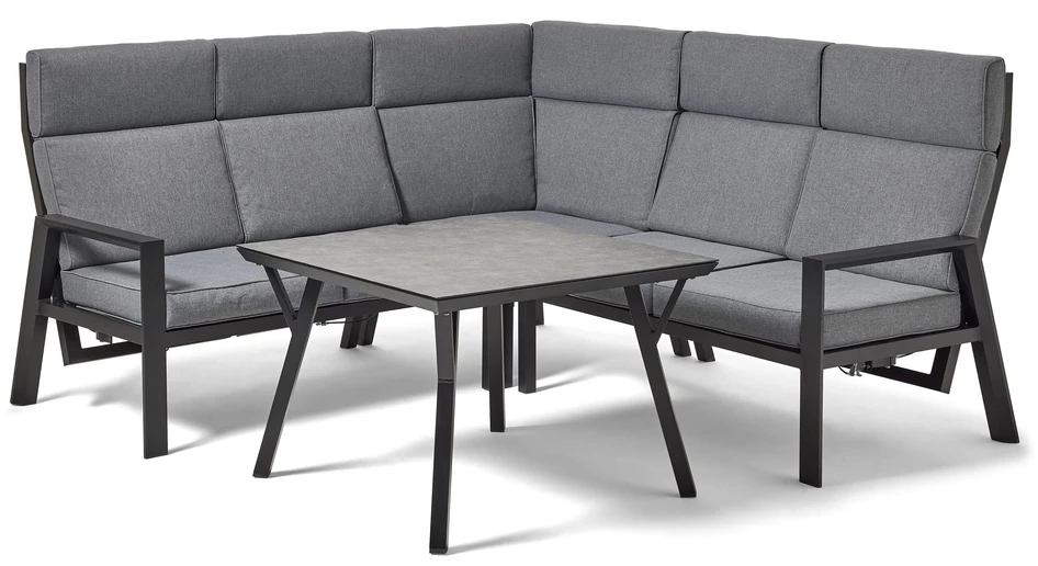 Cosmopol - Utegrupp, soffa med reclinerfunktion och bord - Svart