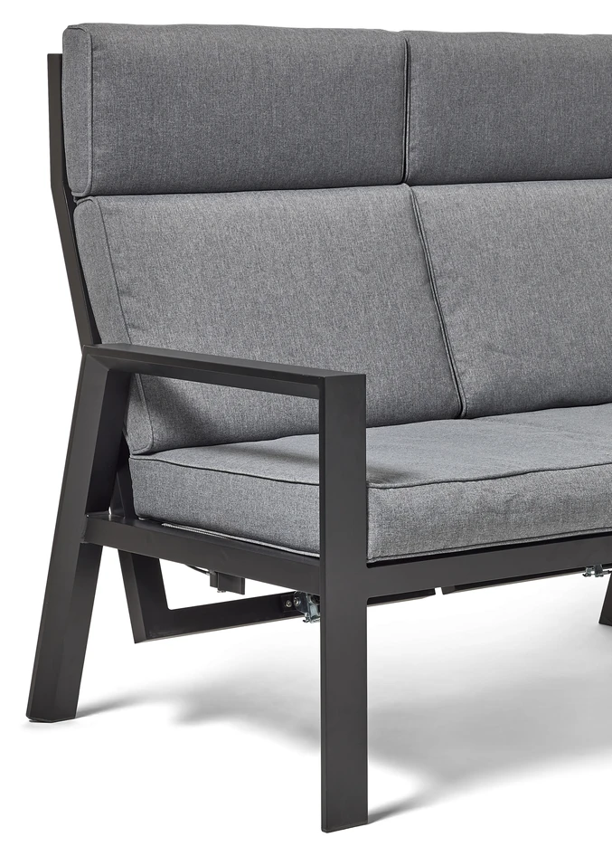 Cosmopol - Utegrupp, soffa med reclinerfunktion och bord - Svart