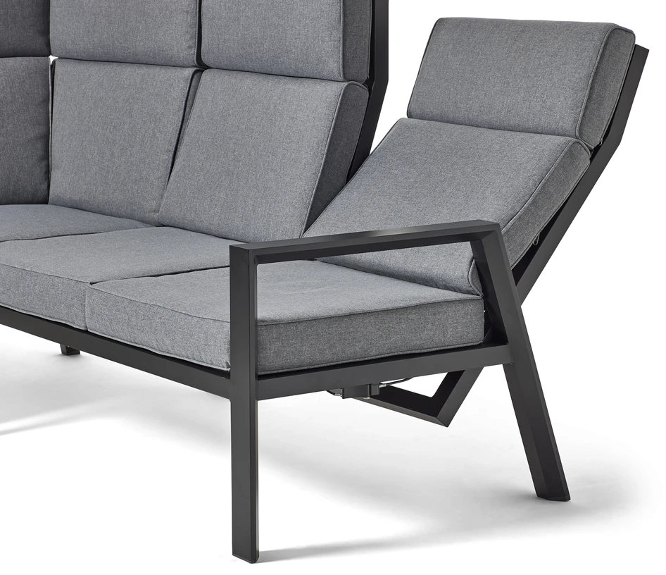 Cosmopol - Utegrupp, soffa med reclinerfunktion och bord - Svart