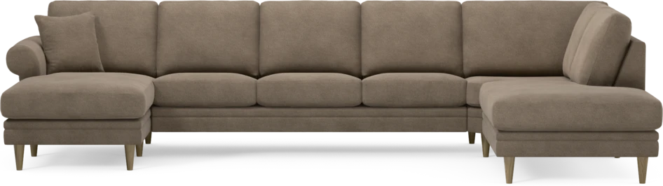 Eden - 3-sits soffa med schäslong vänster och divan höger - Brun