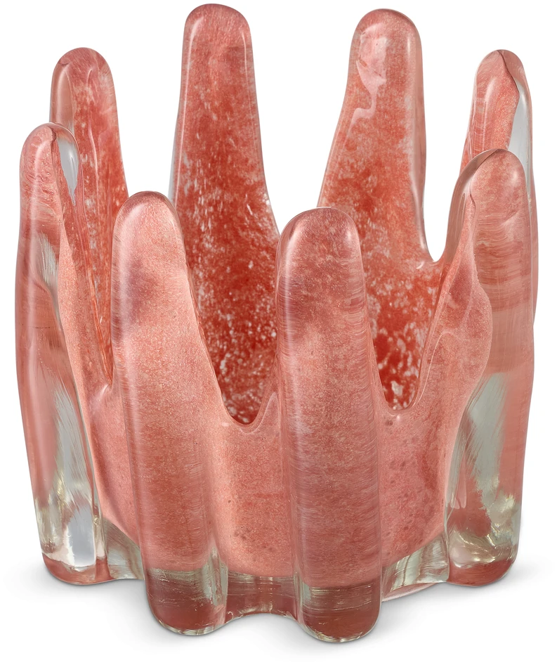 Krona - Ljuslykta, H 15 Ø 14 cm - Orange