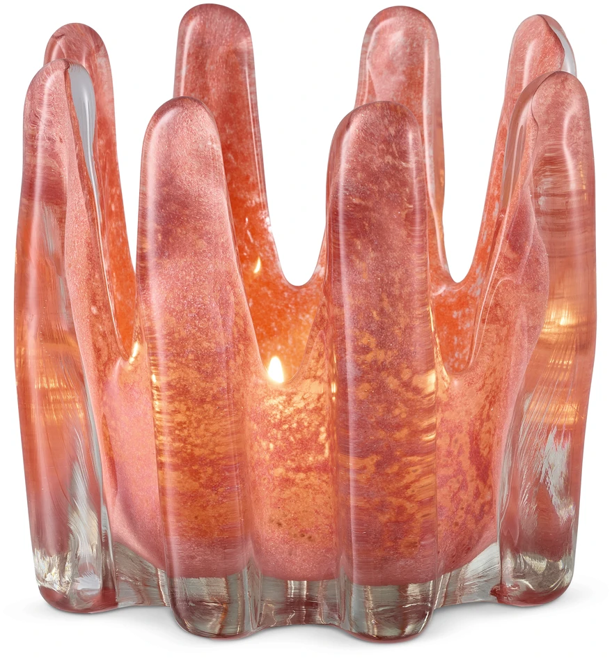 Krona - Ljuslykta, H 15 Ø 14 cm - Orange