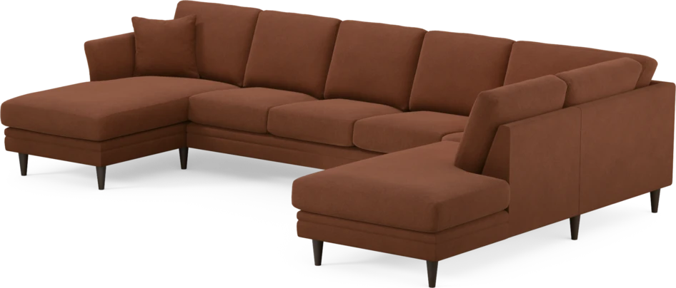 Eden - 3-sits soffa med schäslong vänster och divan höger - Orange