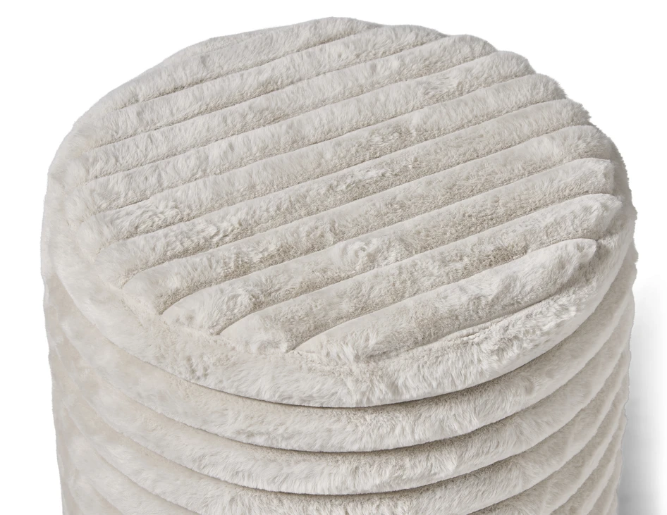 Furly - Puff, Ø 38 cm - Vit