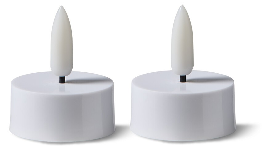 Skimra - LED-ljus, H 4,8 Ø 3,8 cm, 2-pack, timer - Vit