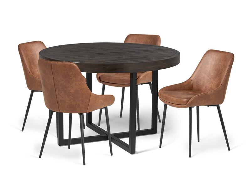 Woodenforge - Matgrupp med 4 stolar Leon - Brun