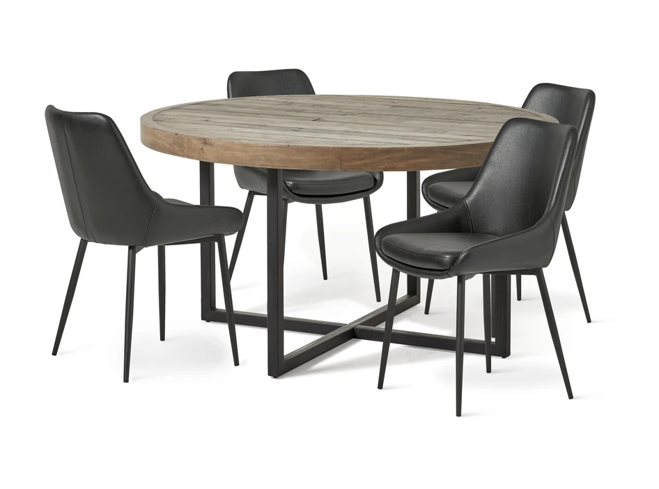 Woodenforge - Matgrupp med 4 stolar Leon - Svart