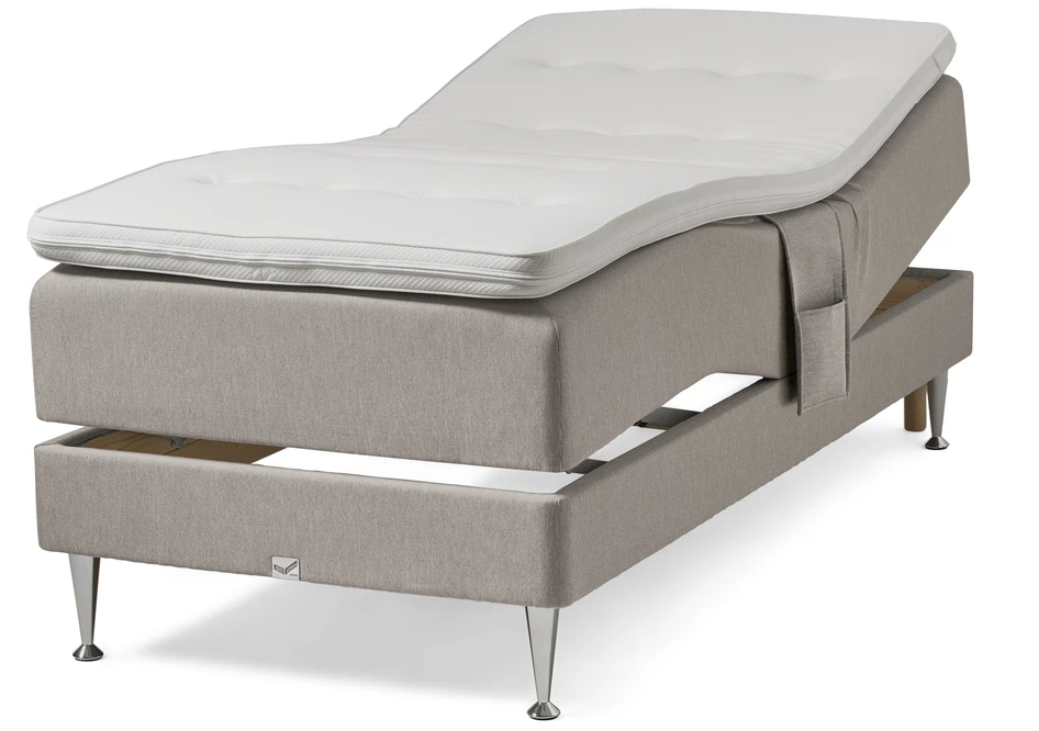 Väderö - Ställbar säng, enkelsäng med bäddmadrass  - Beige