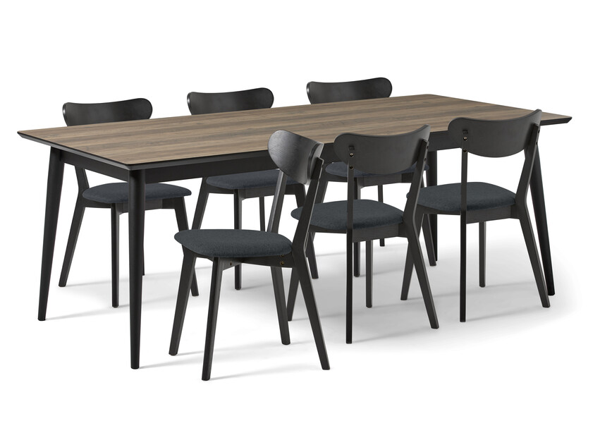 Edge - Matgrupp med 6 stolar Ludvig - Brun
