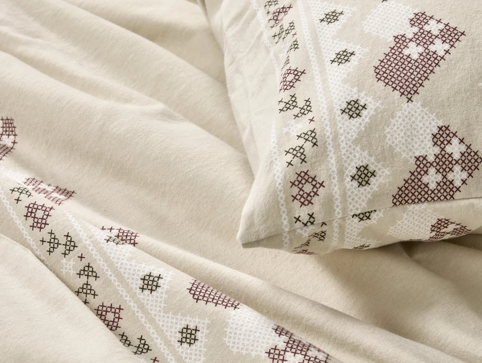 Stina - Påslakanset i bomullsflanell - Beige