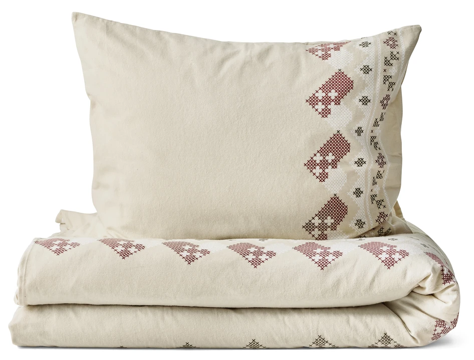 Stina - Påslakanset i bomullsflanell - Beige