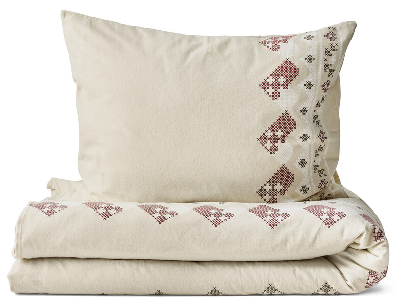 Stina - Påslakanset i bomullsflanell - Beige