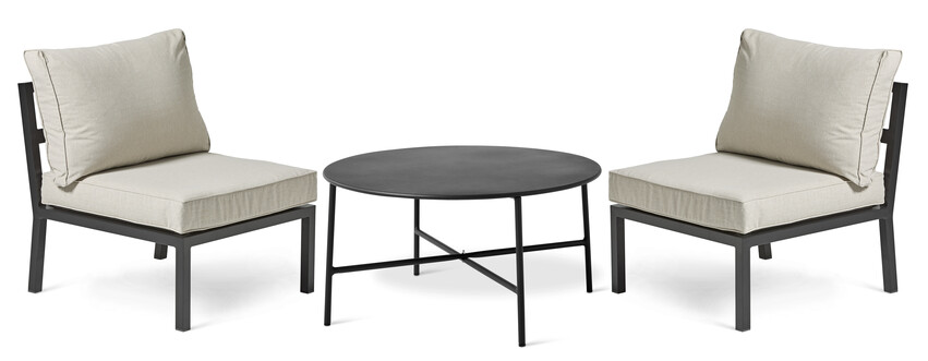 Maxime/Tofta - Utegrupp med bord och 2 fåtöljer - Svart