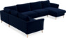 Bridge - Hörnsoffa, 2+3-sits med schäslong höger - Blå