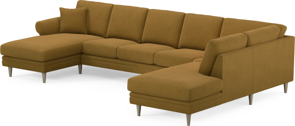 Eden - 3-sits soffa med schäslong vänster och divan höger - Gul