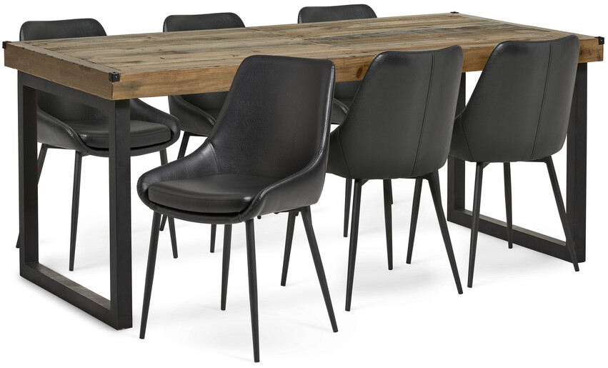 Woodenforge - Matgrupp med 6 stolar Leon - Svart