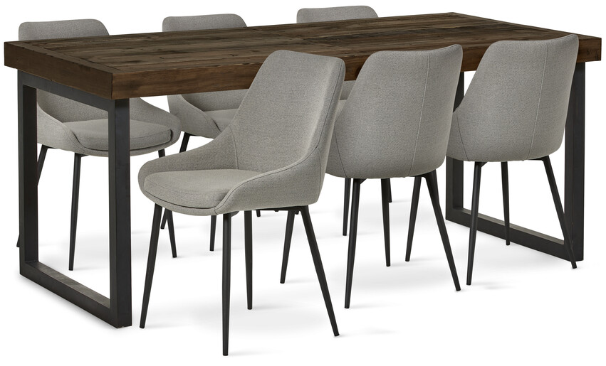 Woodenforge - Matgrupp med 6 stolar Leon - Brun