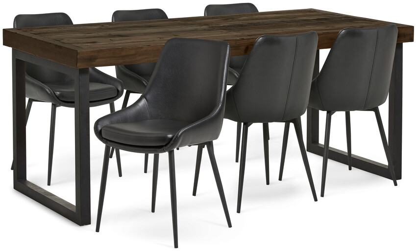 Woodenforge - Matgrupp med 6 stolar Leon - Svart