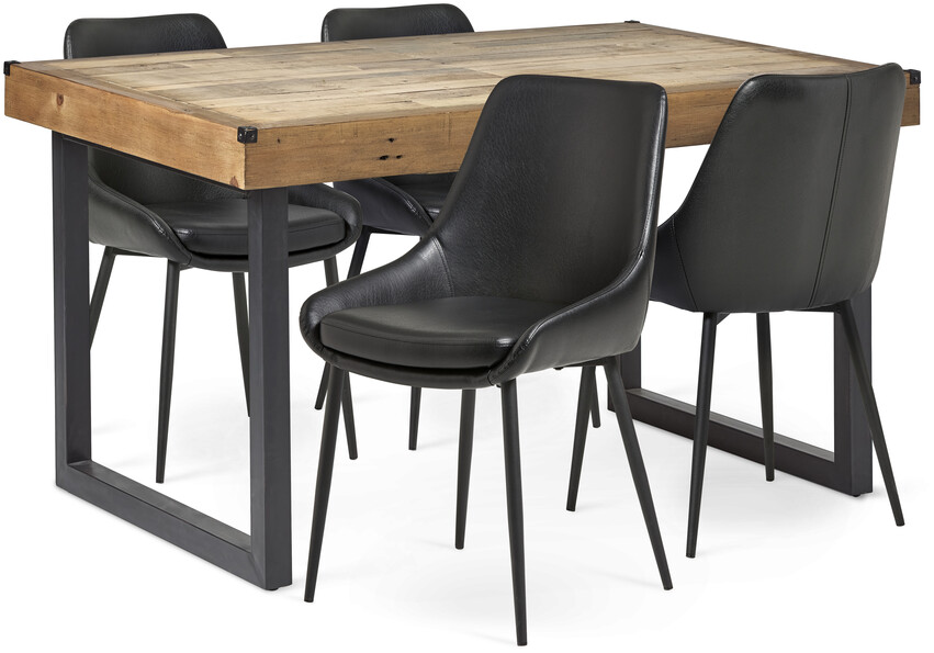 Woodenforge - Matgrupp med 4 stolar Leon - Svart
