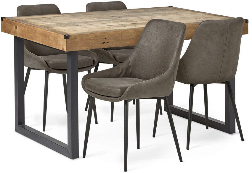 Woodenforge - Matgrupp med 4 stolar Leon - Brun
