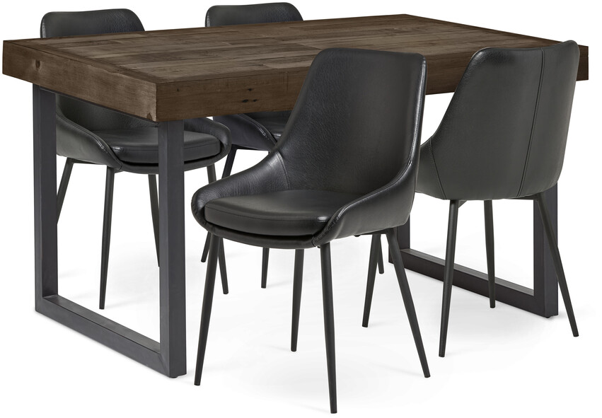 Woodenforge - Matgrupp med 4 stolar Leon - Brun