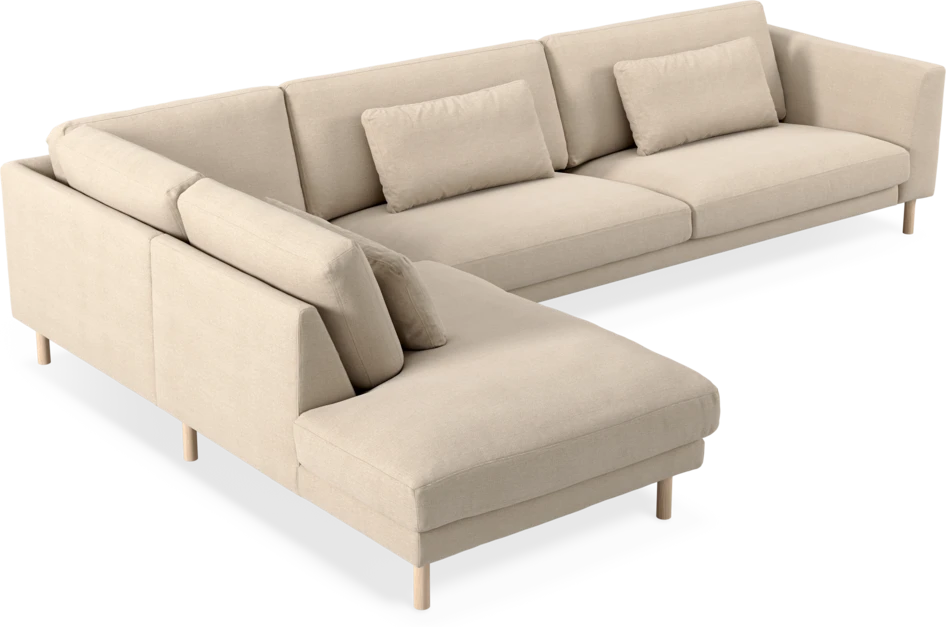 Willow - 4-sits soffa med divan vänster, fast klädsel - Beige