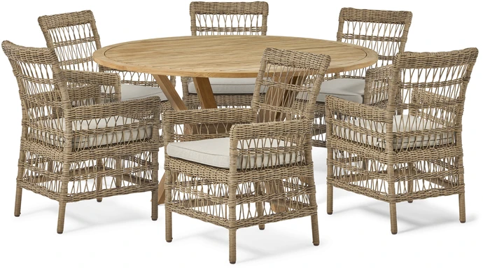 Solhaga/Marbella, Utegrupp med bord och 6 karmstolar