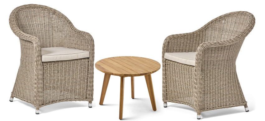 Belle/Melrose - Utegrupp med 2 karmstolar och bord - Beige