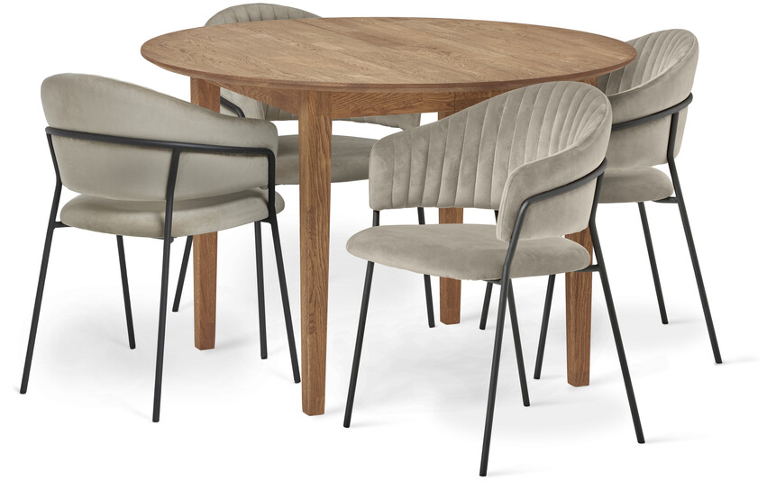 Ekerö - Matbord med 4 karmstolar Sharon - Beige
