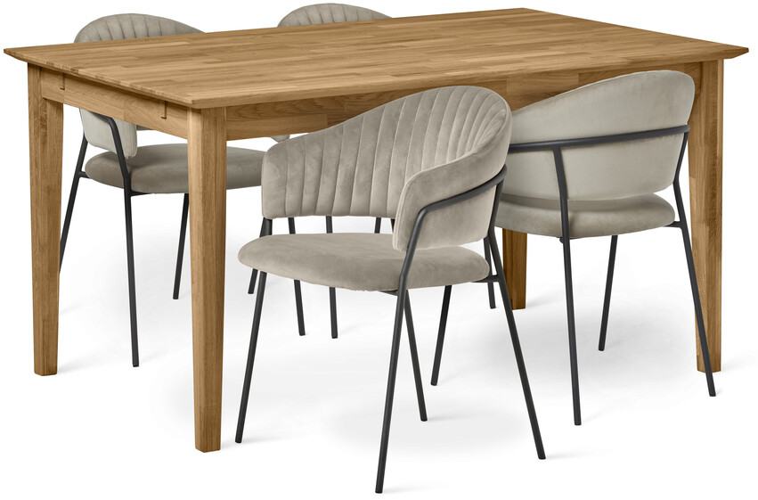 Ekerö - Matbord med 4 karmstolar Sharon - Beige