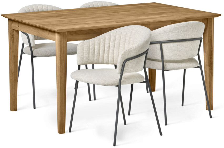 Ekerö - Matbord med 4 karmstolar Sharon - Beige