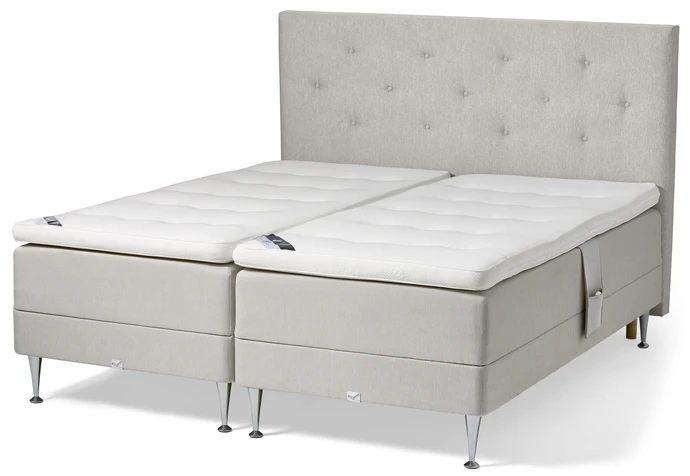 Väderö, Ställbar säng, dubbelsäng med bäddmadrass och sänggavel pikerad